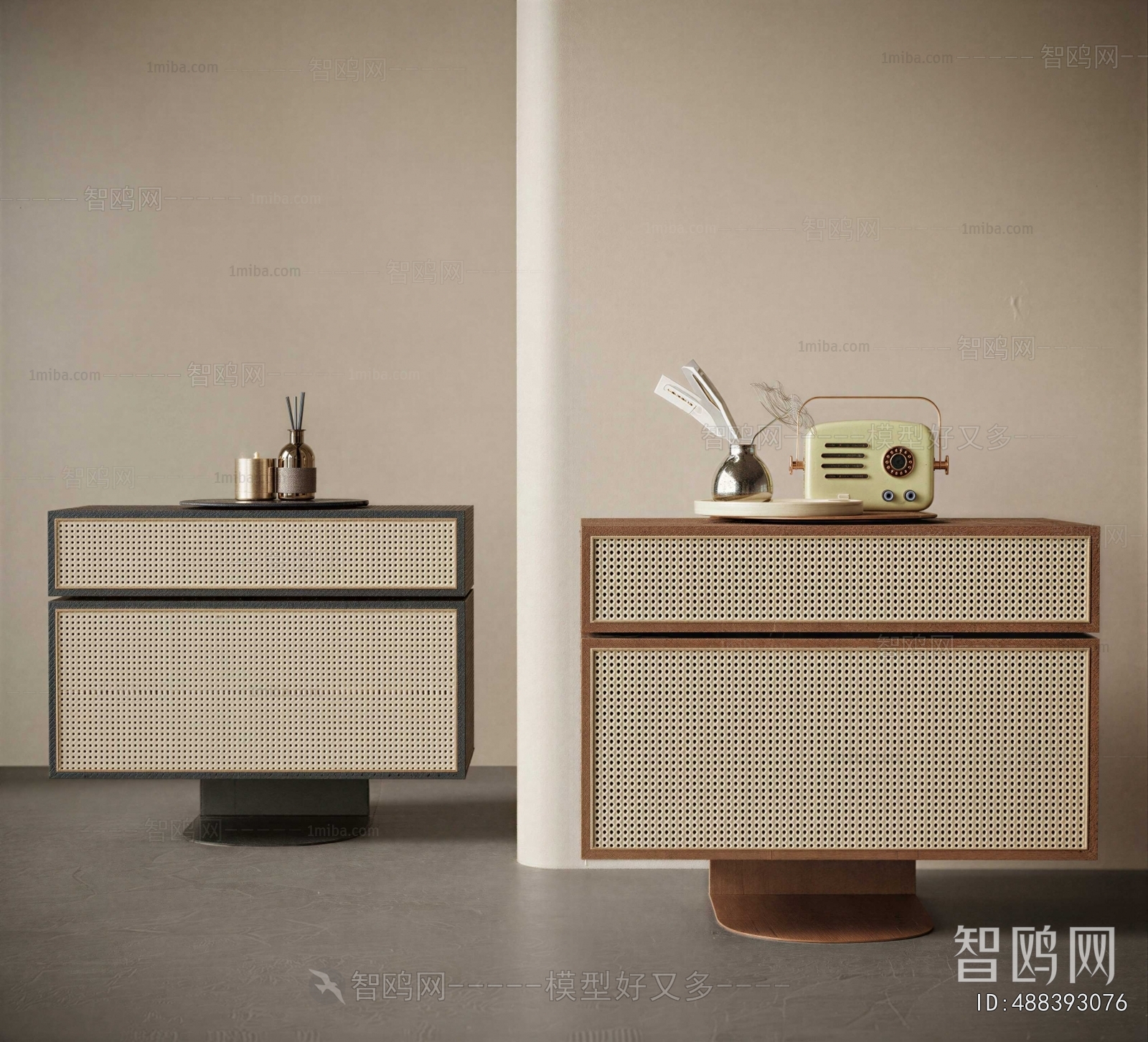 Wabi-sabi Style Bedside Cupboard