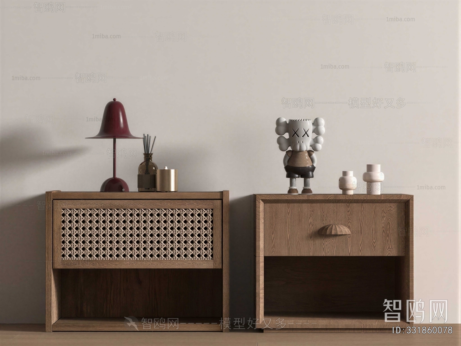 Wabi-sabi Style Bedside Cupboard