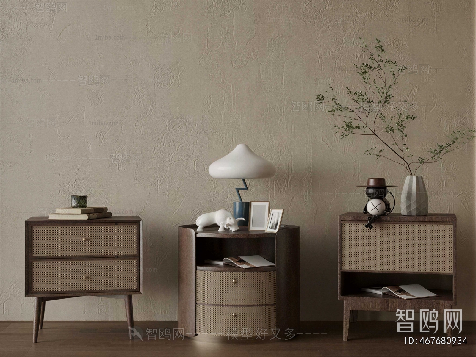 Wabi-sabi Style Bedside Cupboard