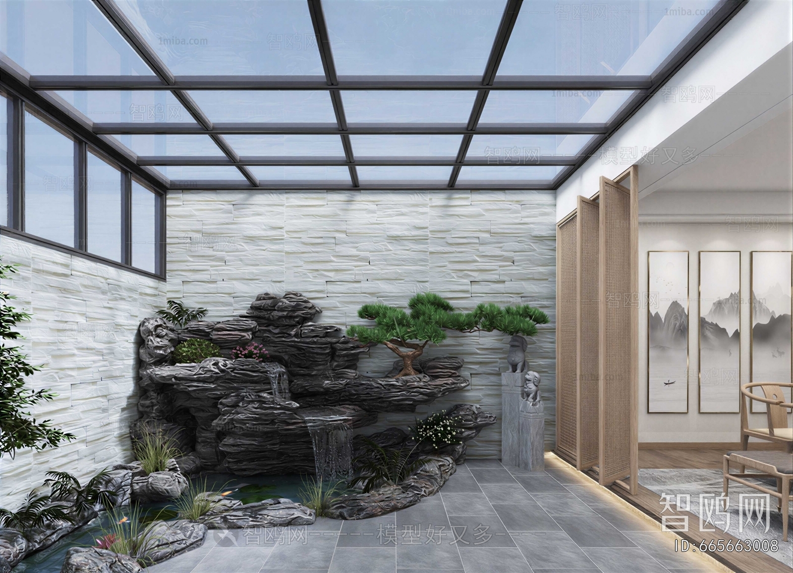 New Chinese Style Glass Sun Room