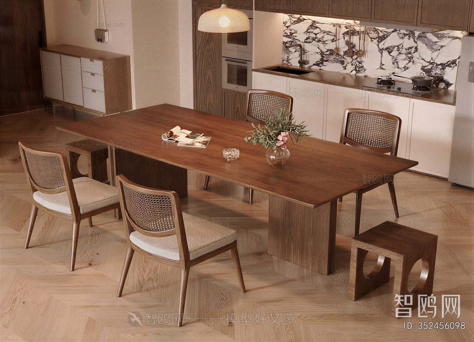 Wabi-sabi Style Dining Table And Chairs