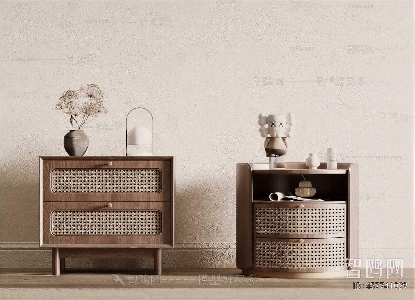 Wabi-sabi Style Bedside Cupboard