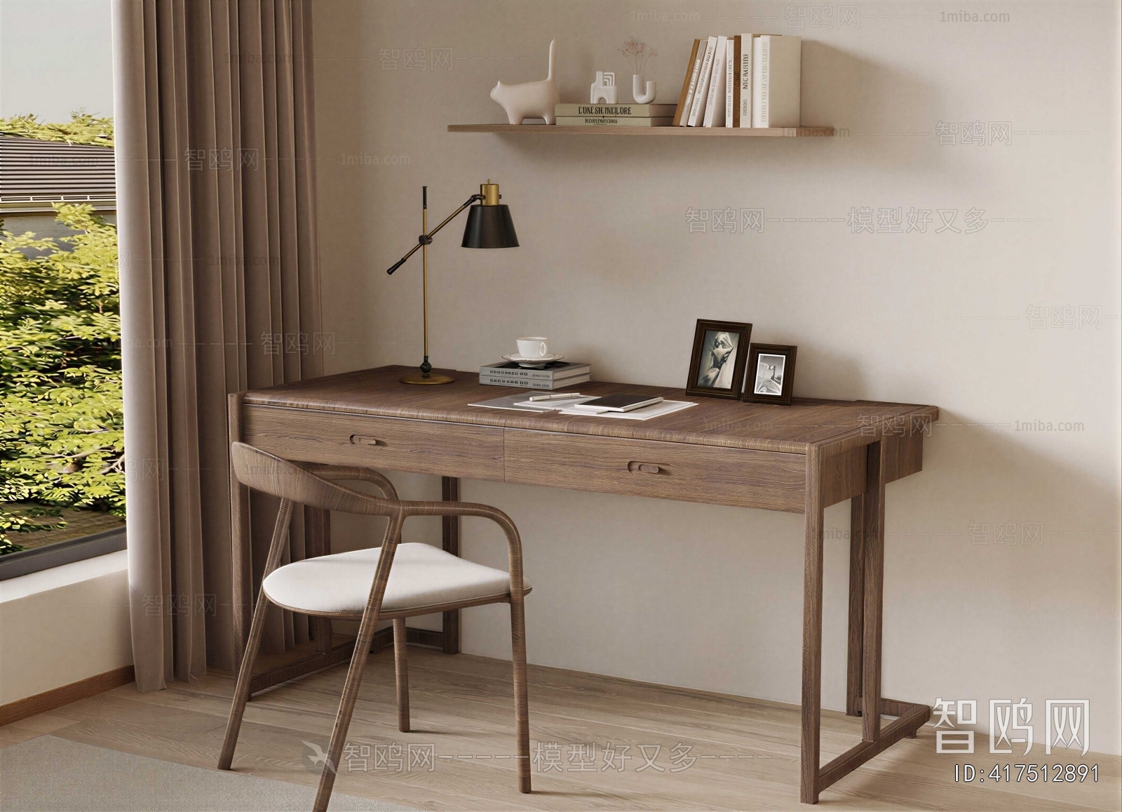 New Chinese Style Computer Desk And Chair