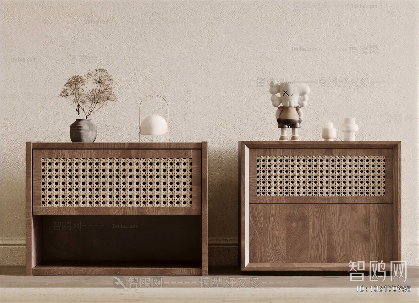 Wabi-sabi Style Bedside Cupboard