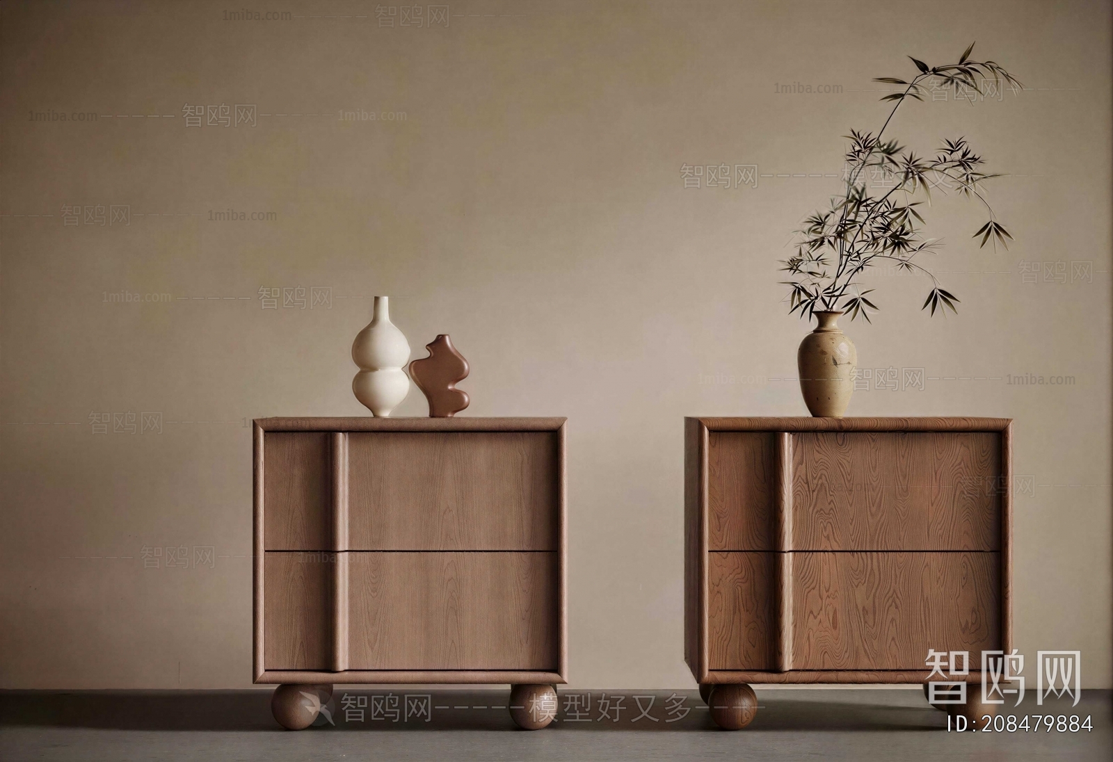 Wabi-sabi Style Bedside Cupboard