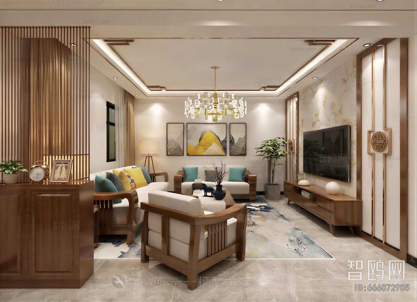 New Chinese Style A Living Room