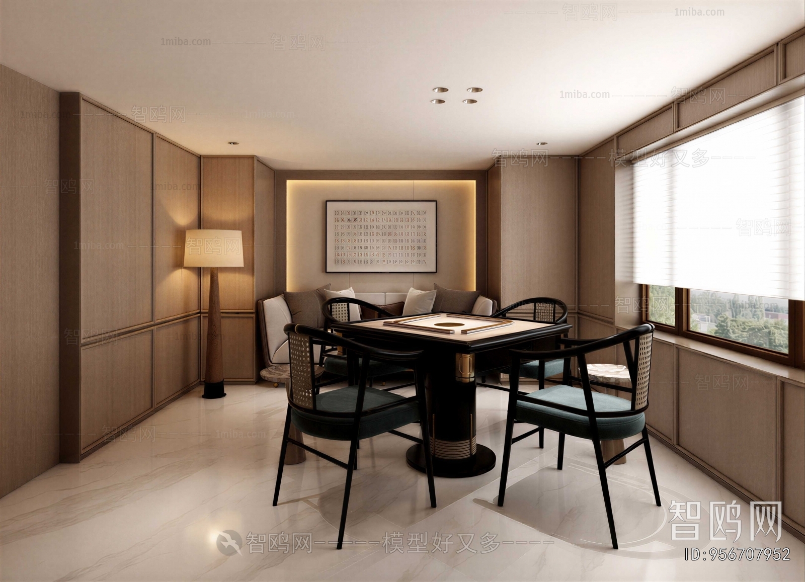 Wabi-sabi Style Chess And Card Room