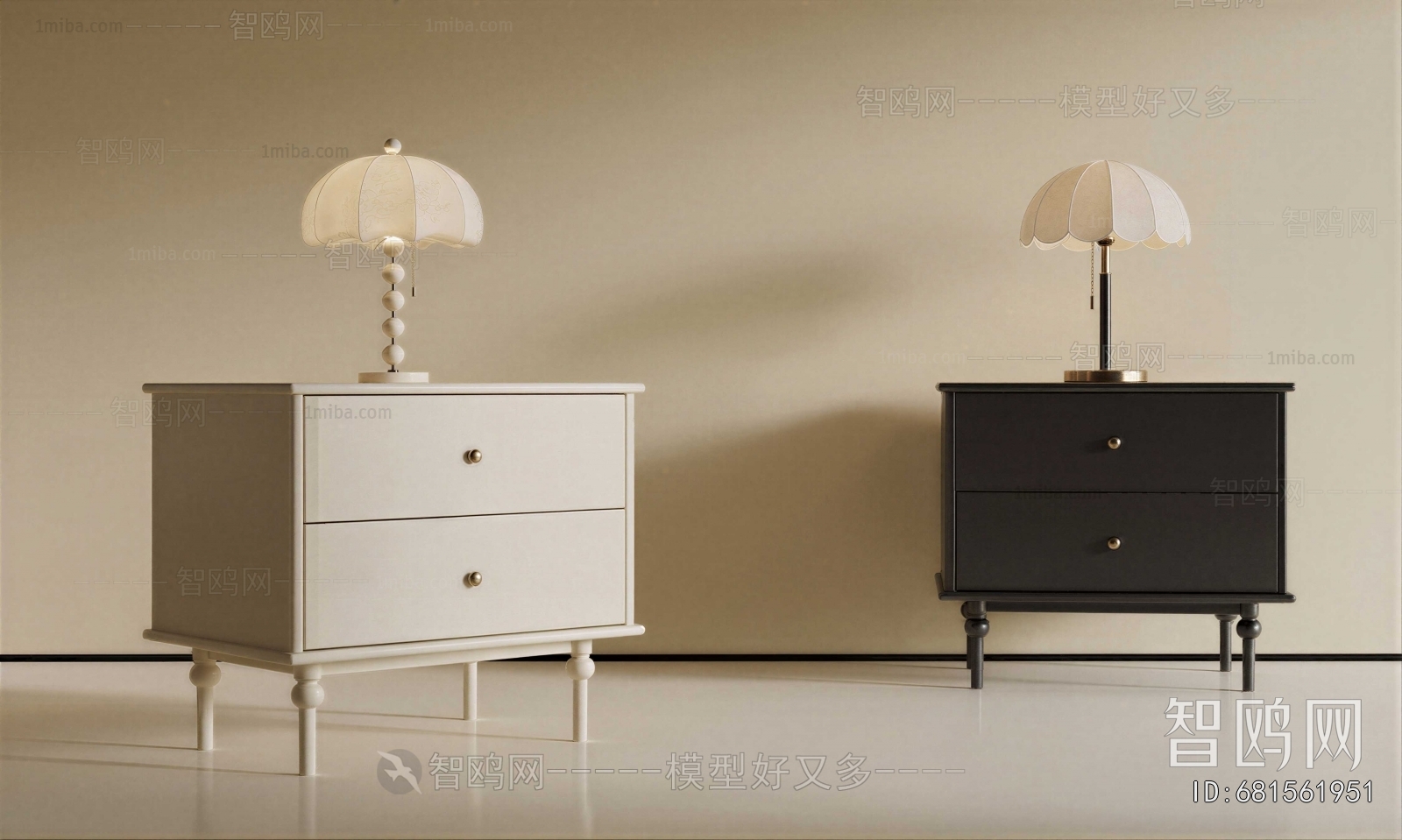 French Style Bedside Cupboard