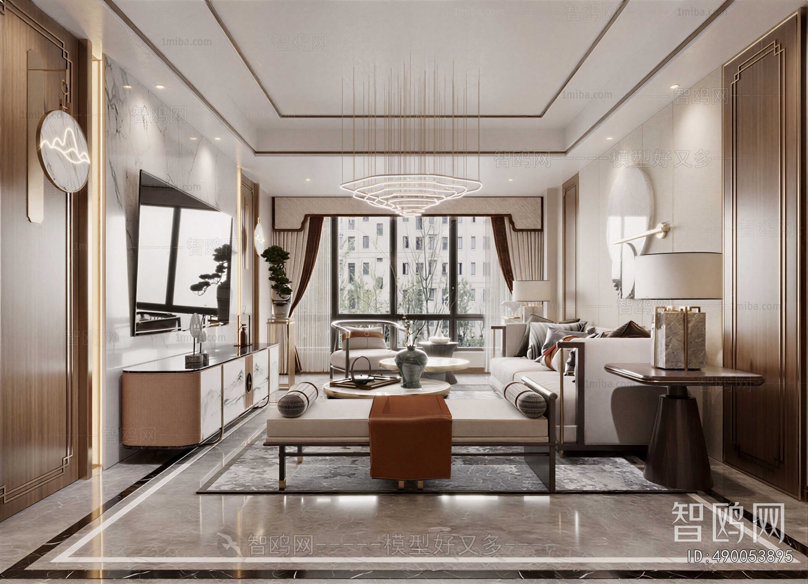 New Chinese Style A Living Room