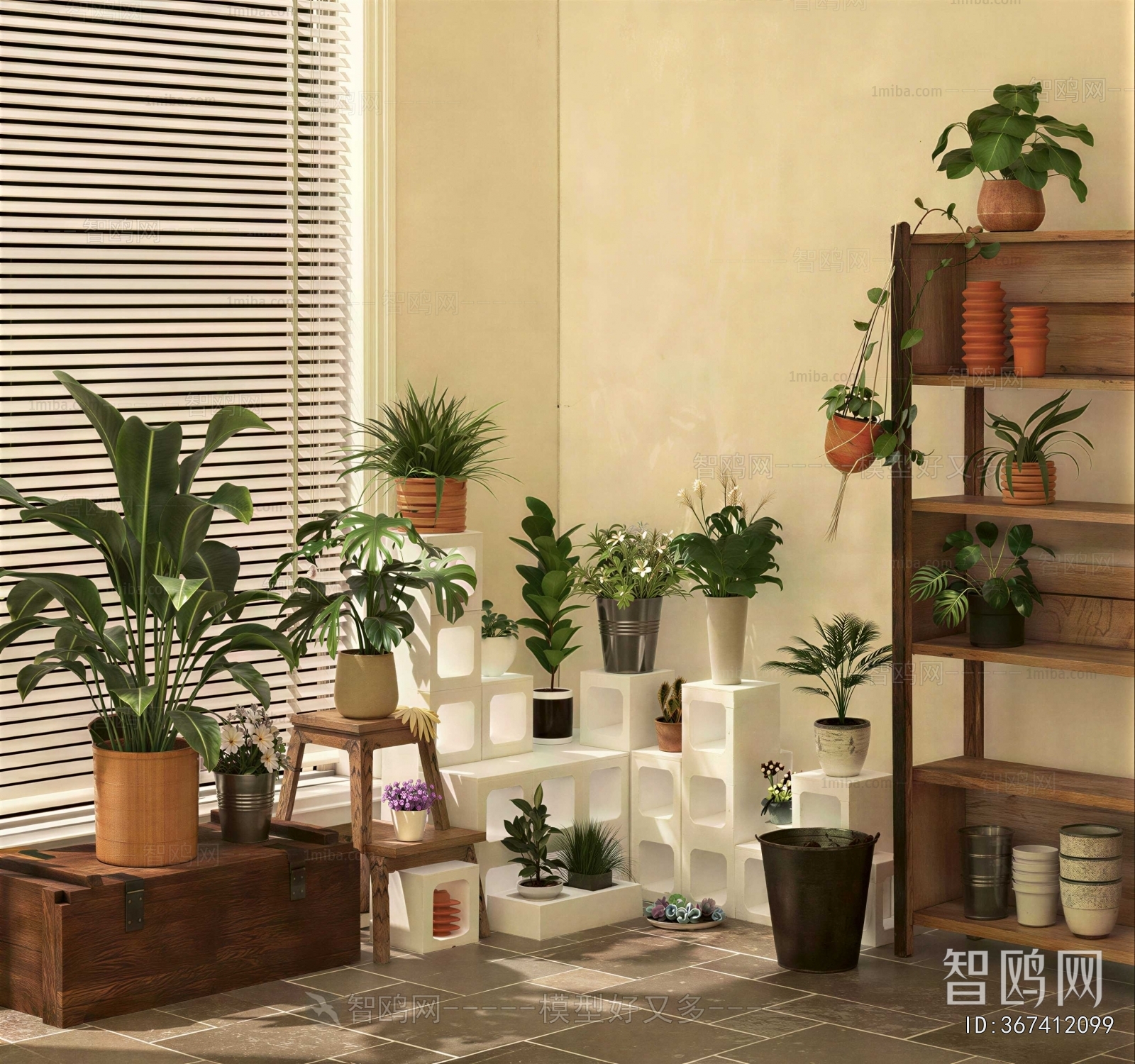 Modern Potted Green Plant