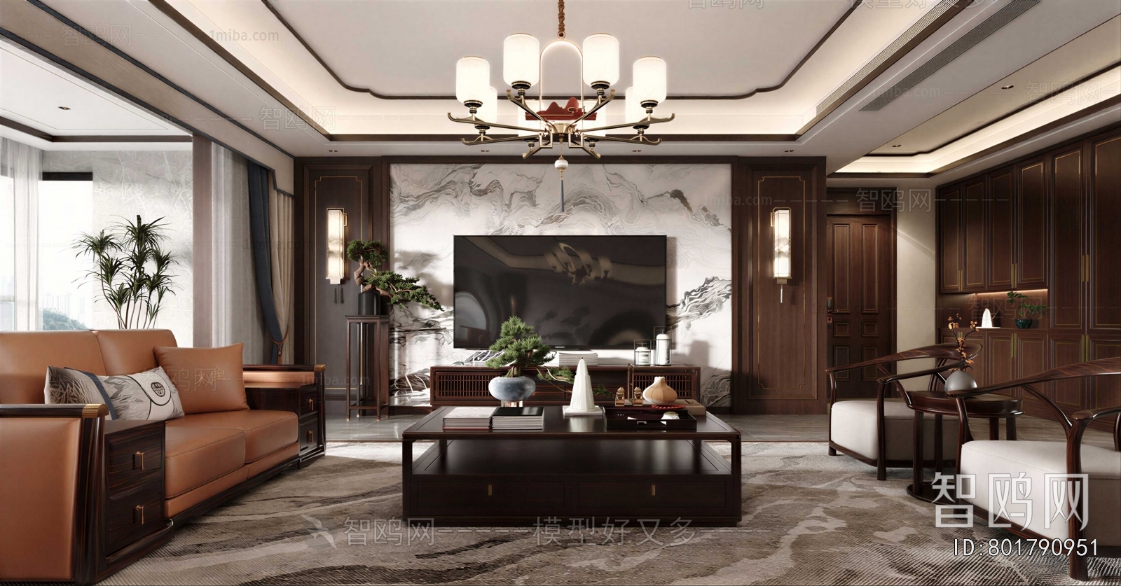 New Chinese Style A Living Room