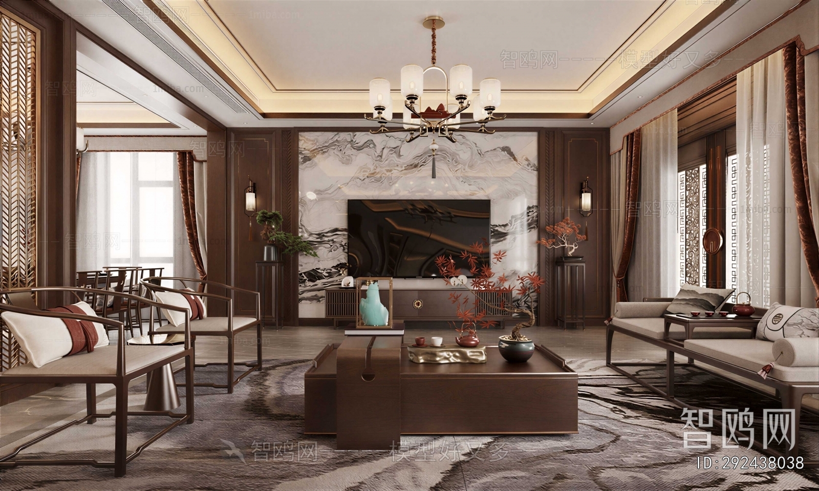 New Chinese Style A Living Room