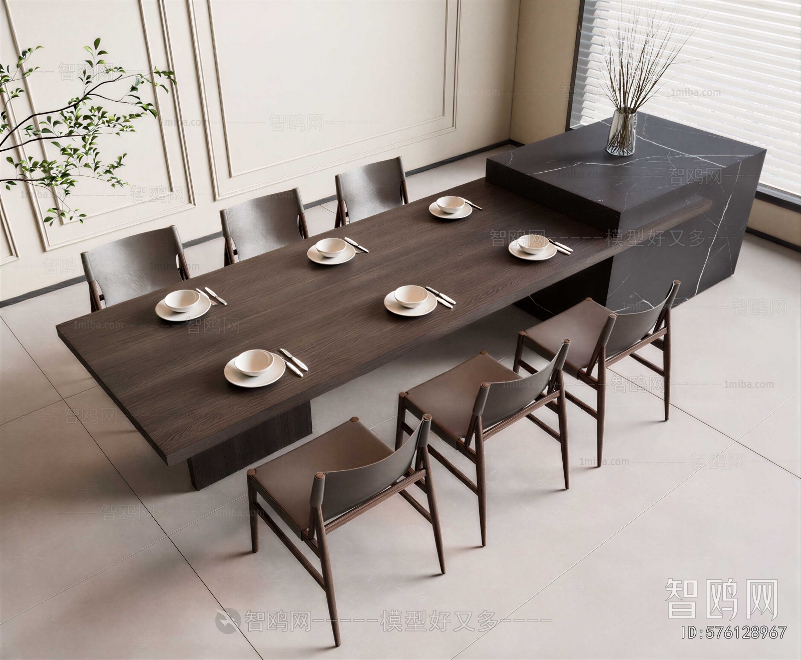 Wabi-sabi Style Dining Table And Chairs