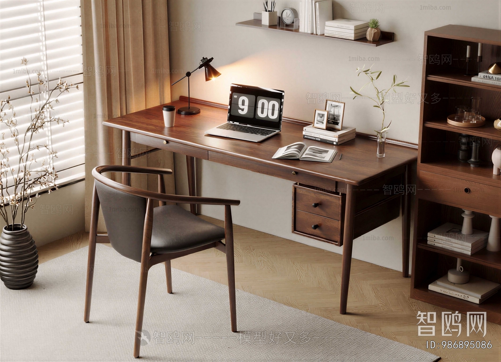 Wabi-sabi Style Computer Desk And Chair