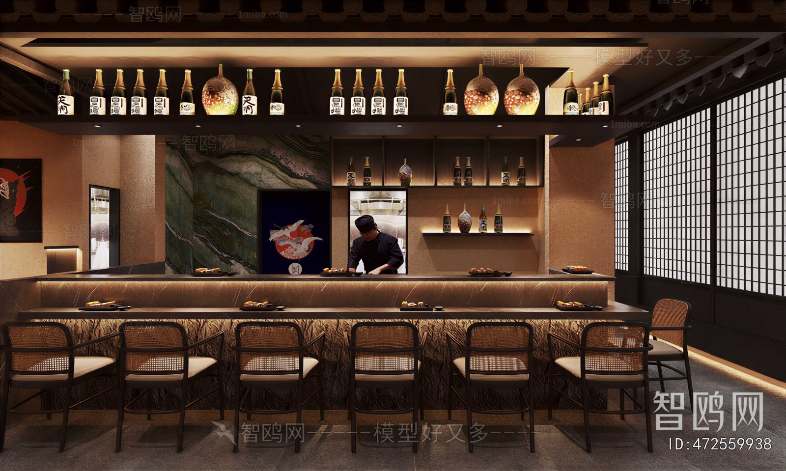 Wabi-sabi Style Japanese And Korean Cuisine