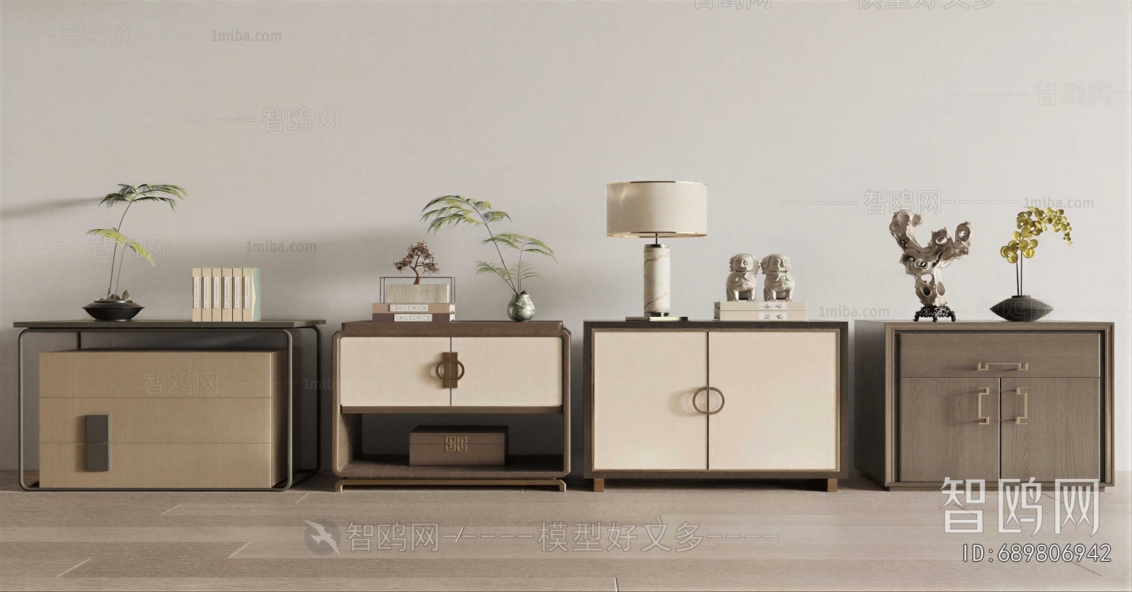 New Chinese Style Bedside Cupboard