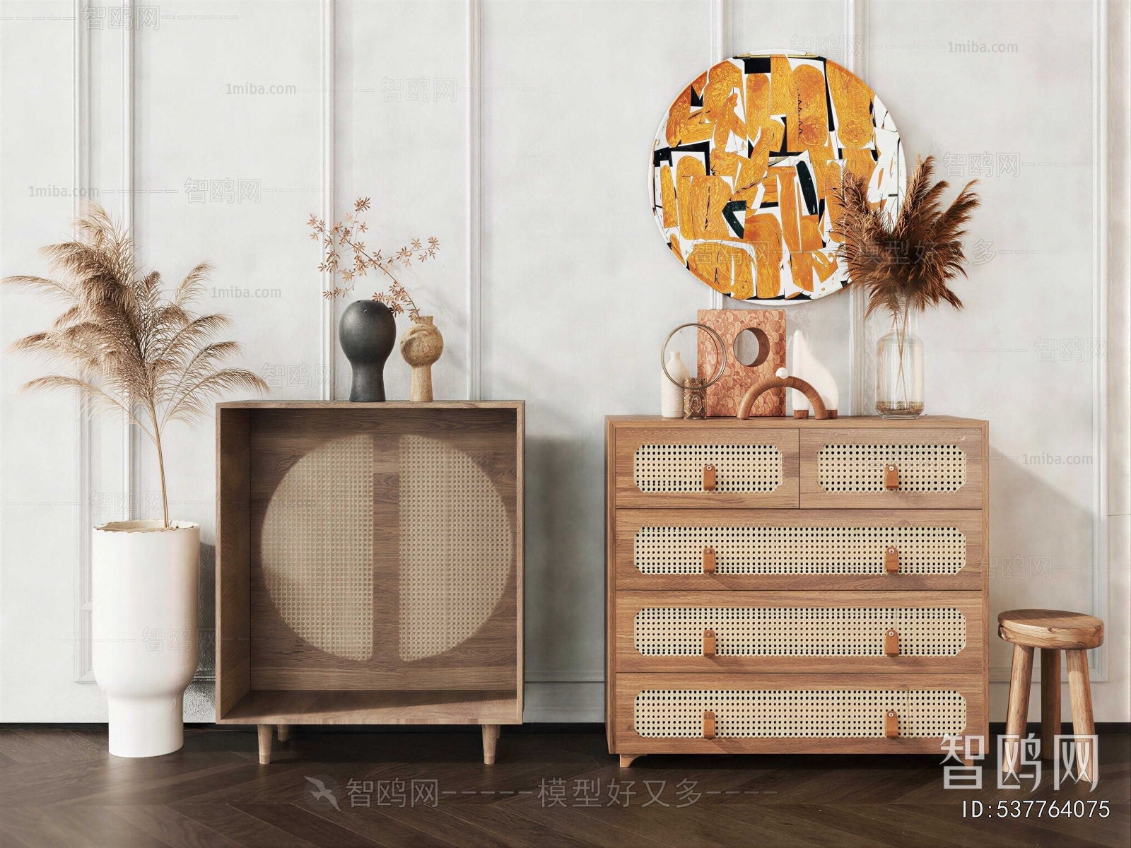 Wabi-sabi Style Side Cabinet