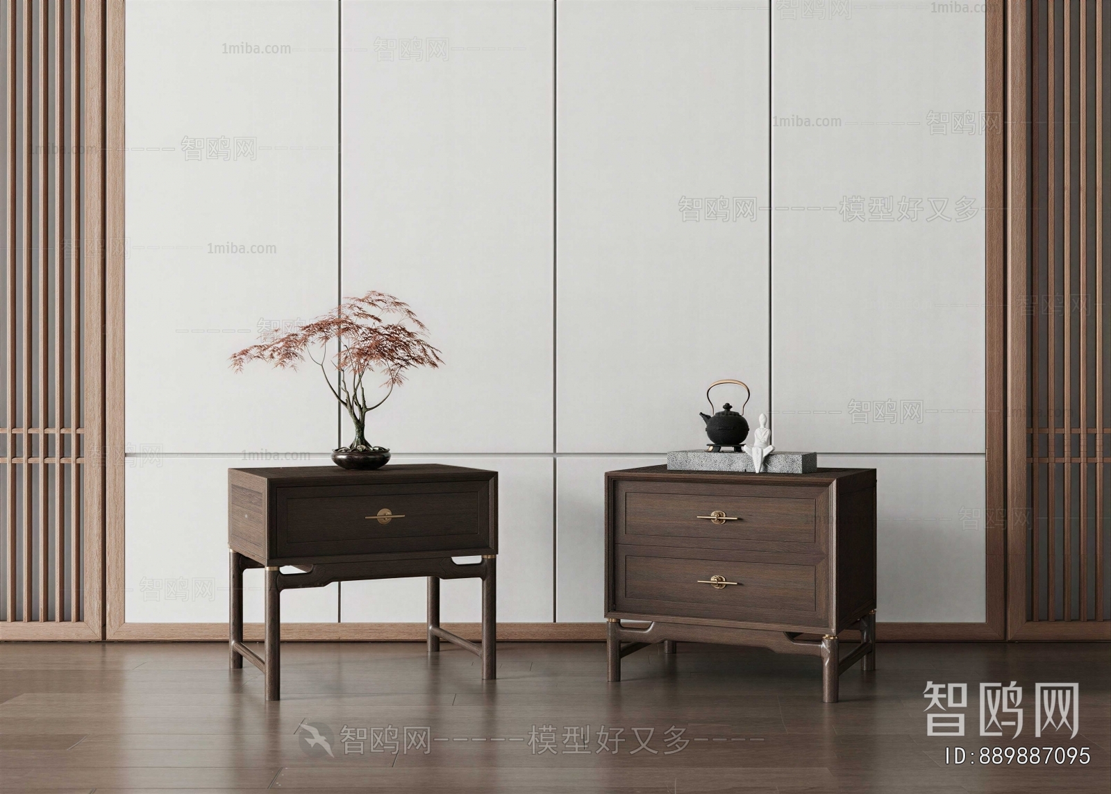 New Chinese Style Bedside Cupboard