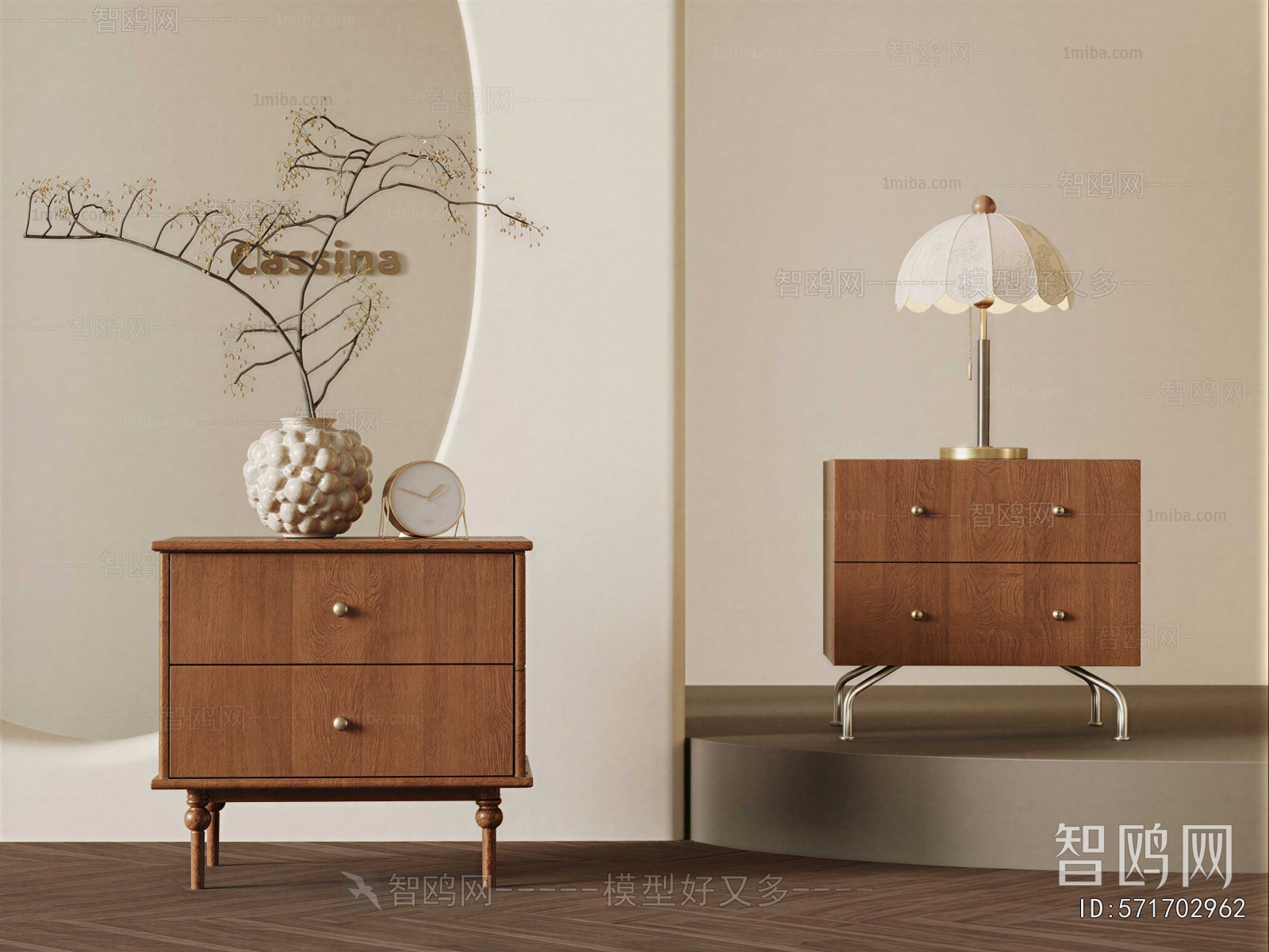 Wabi-sabi Style Bedside Cupboard