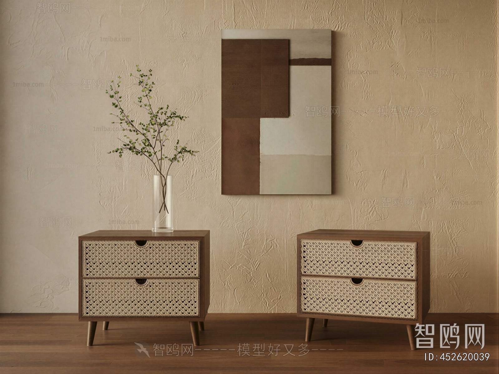 Wabi-sabi Style Bedside Cupboard