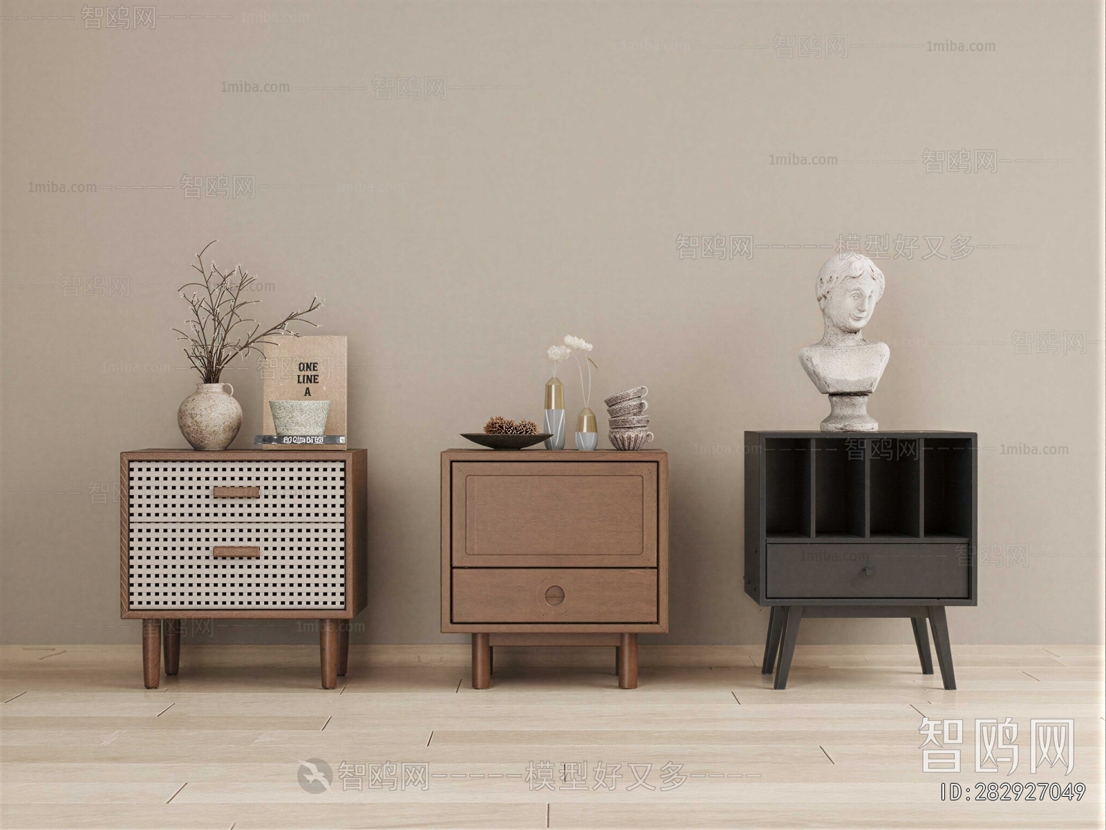 Wabi-sabi Style Bedside Cupboard