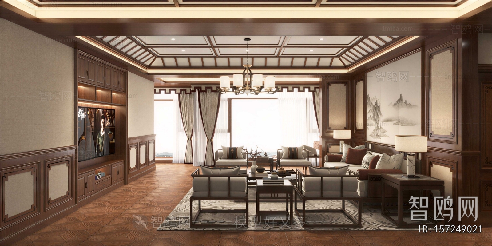 New Chinese Style A Living Room