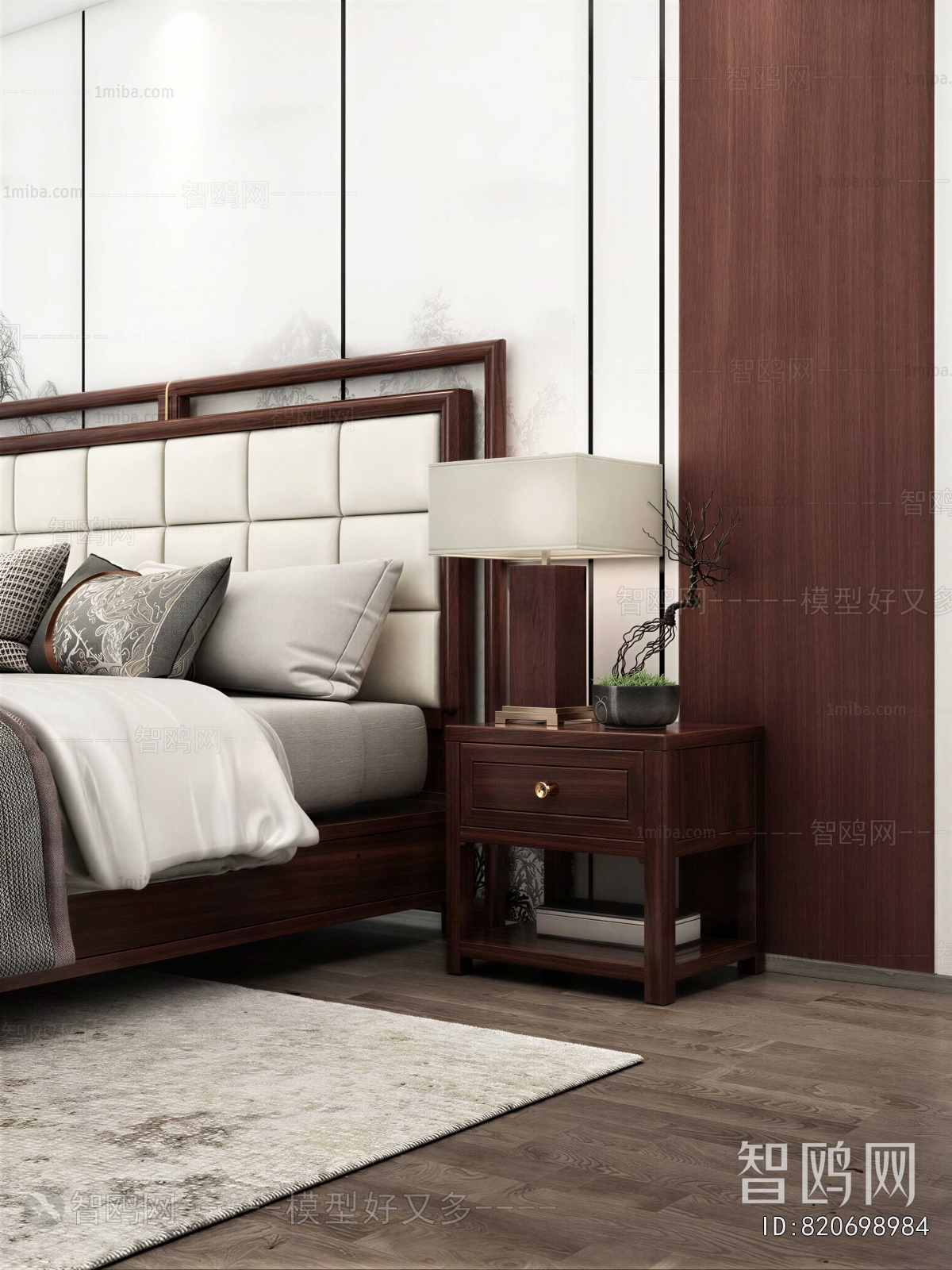 New Chinese Style Bedside Cupboard