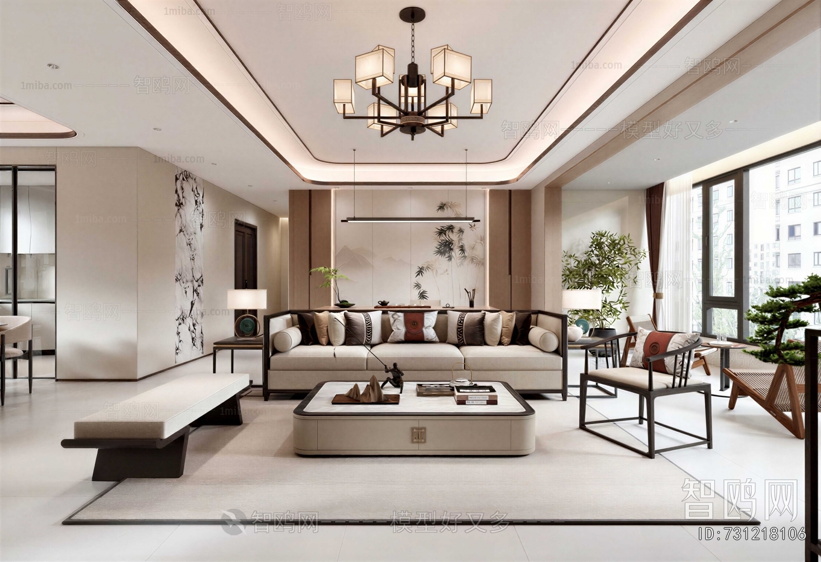 New Chinese Style A Living Room