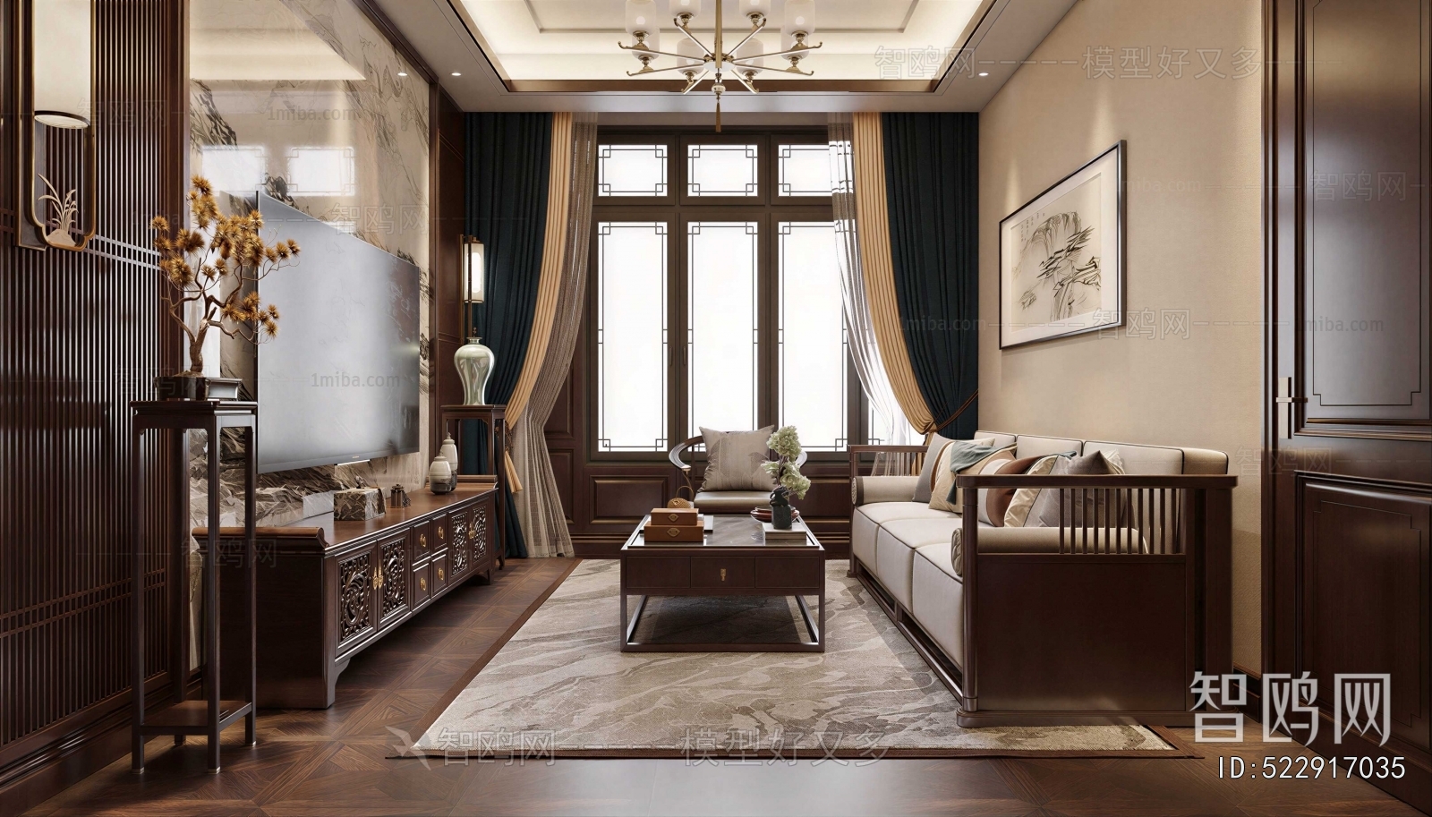 New Chinese Style A Living Room