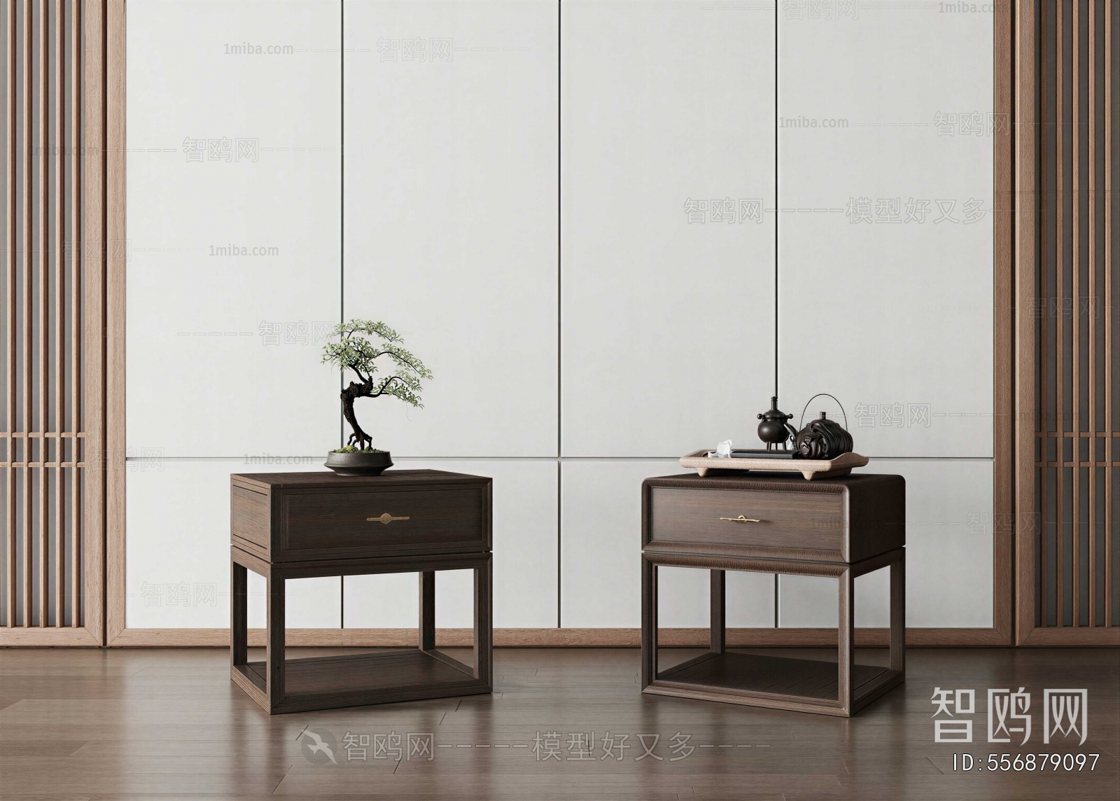 New Chinese Style Bedside Cupboard