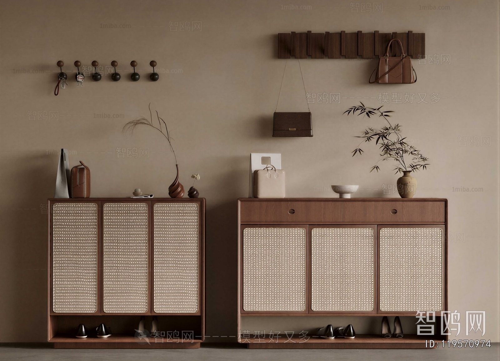 Wabi-sabi Style Shoe Cabinet