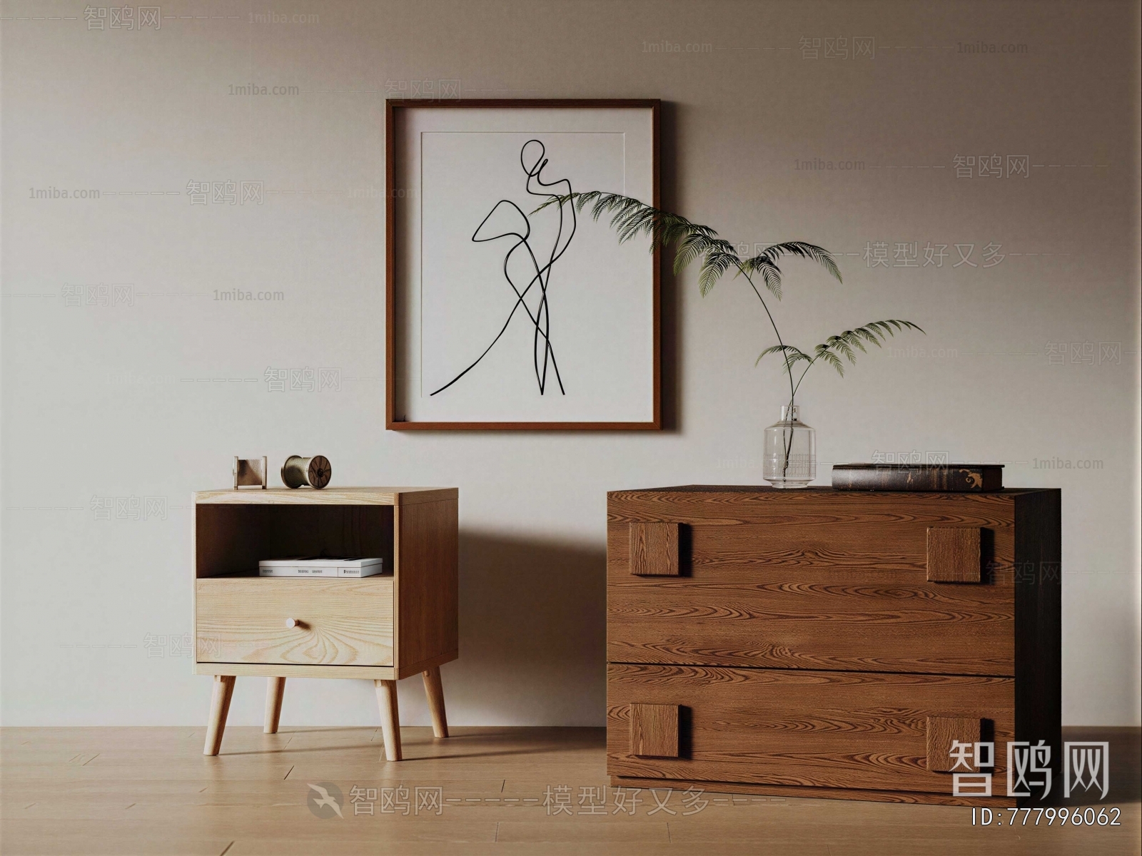 Wabi-sabi Style Bedside Cupboard