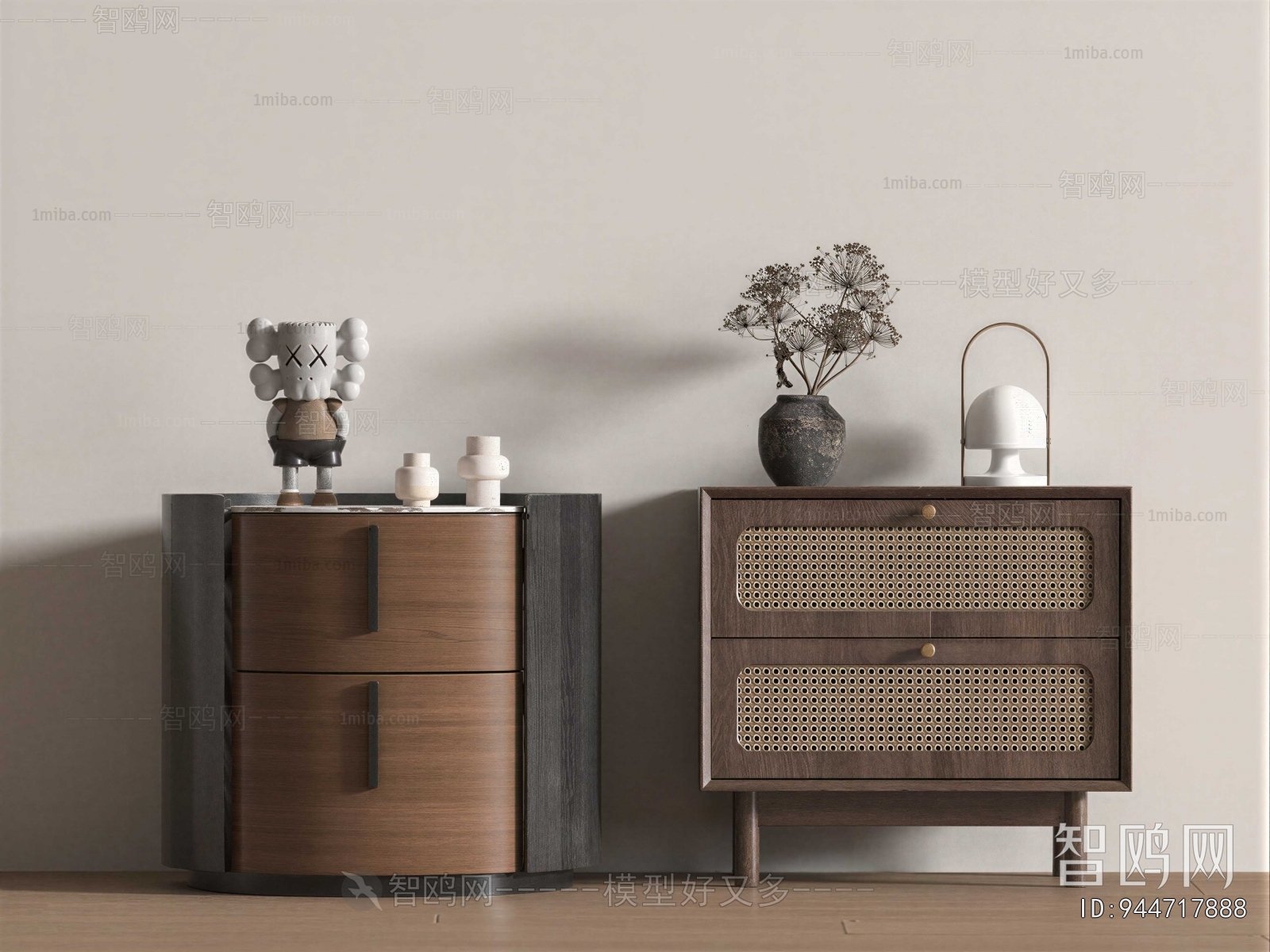 Wabi-sabi Style Bedside Cupboard