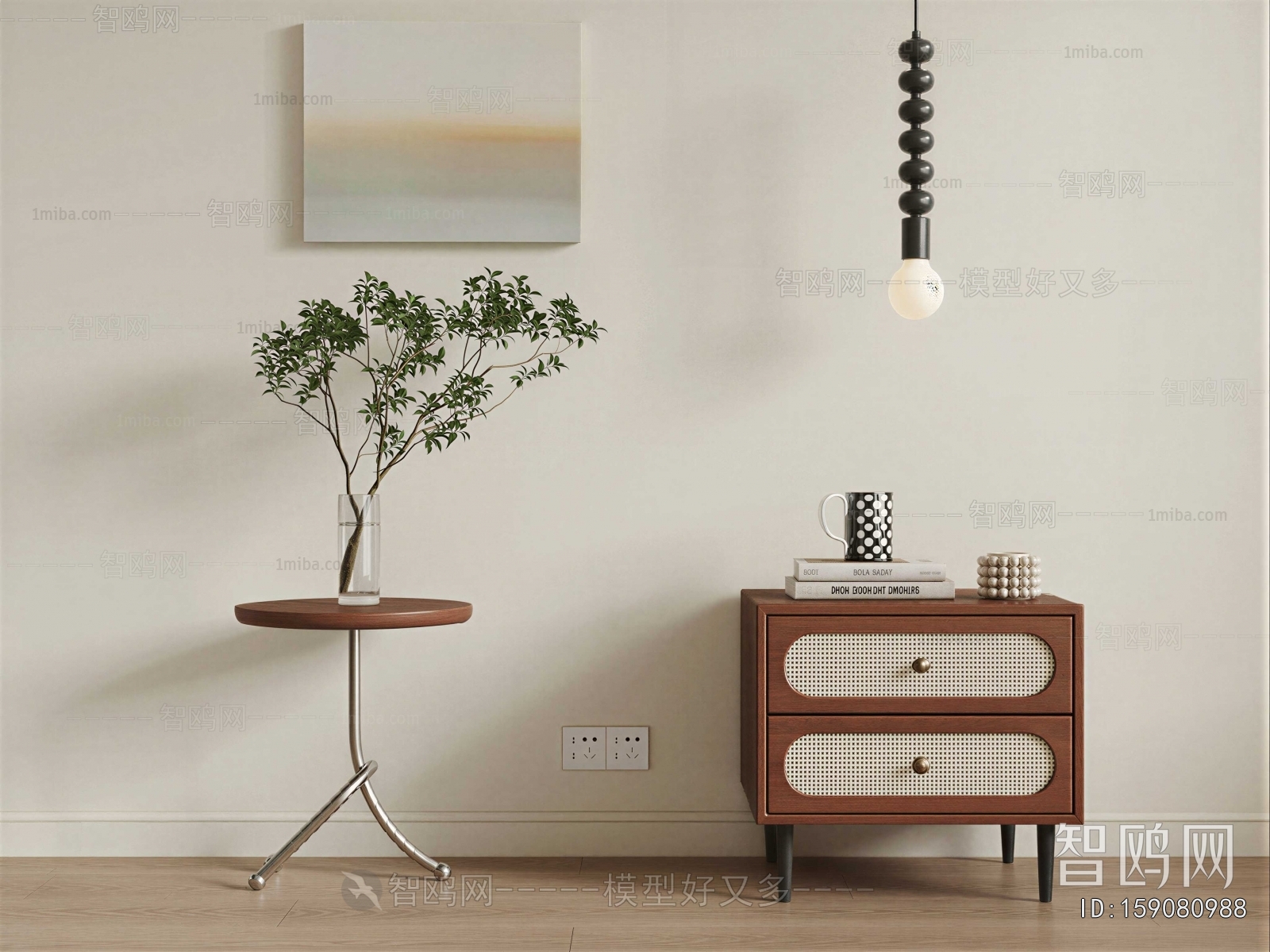 Wabi-sabi Style Bedside Cupboard