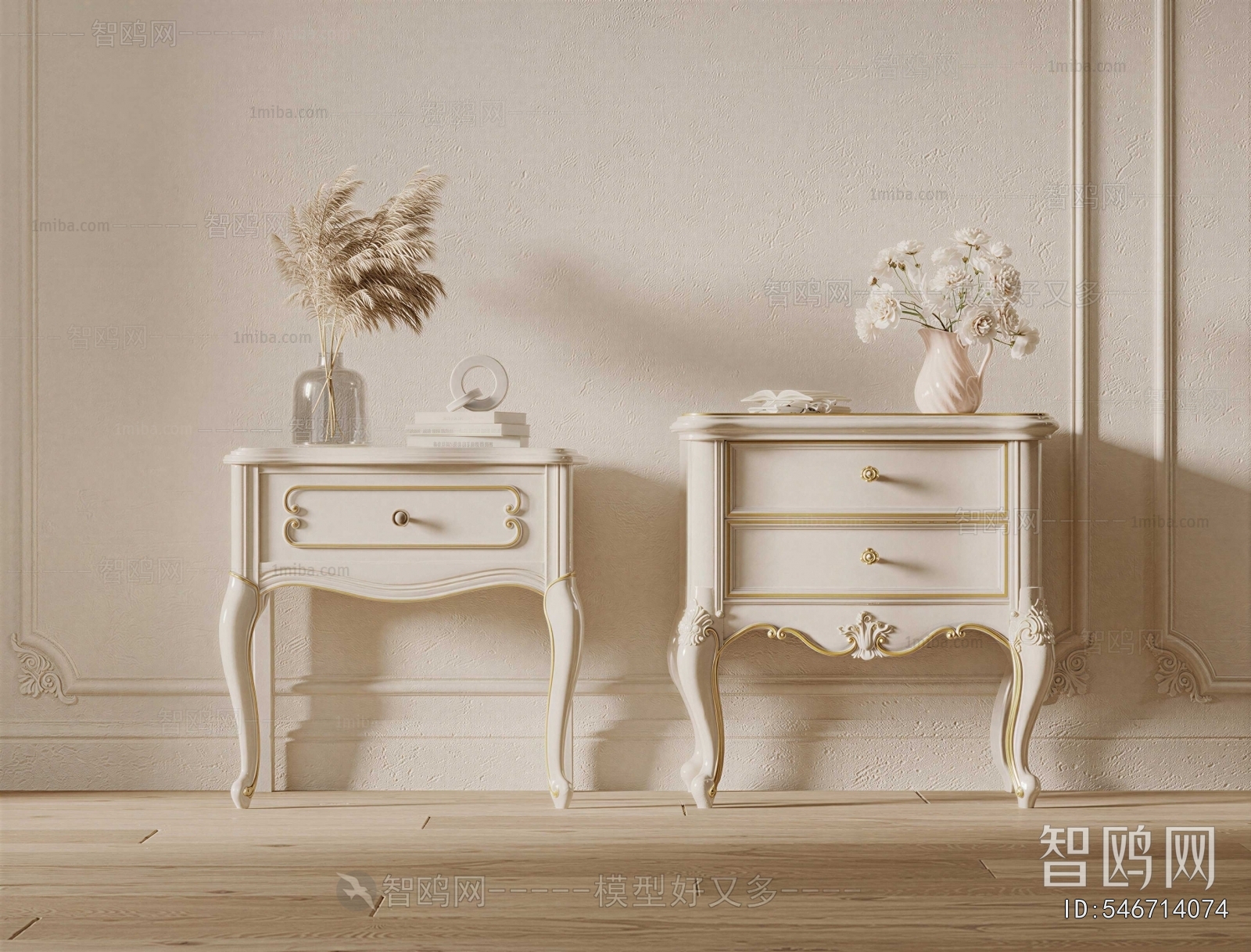 French Style Bedside Cupboard