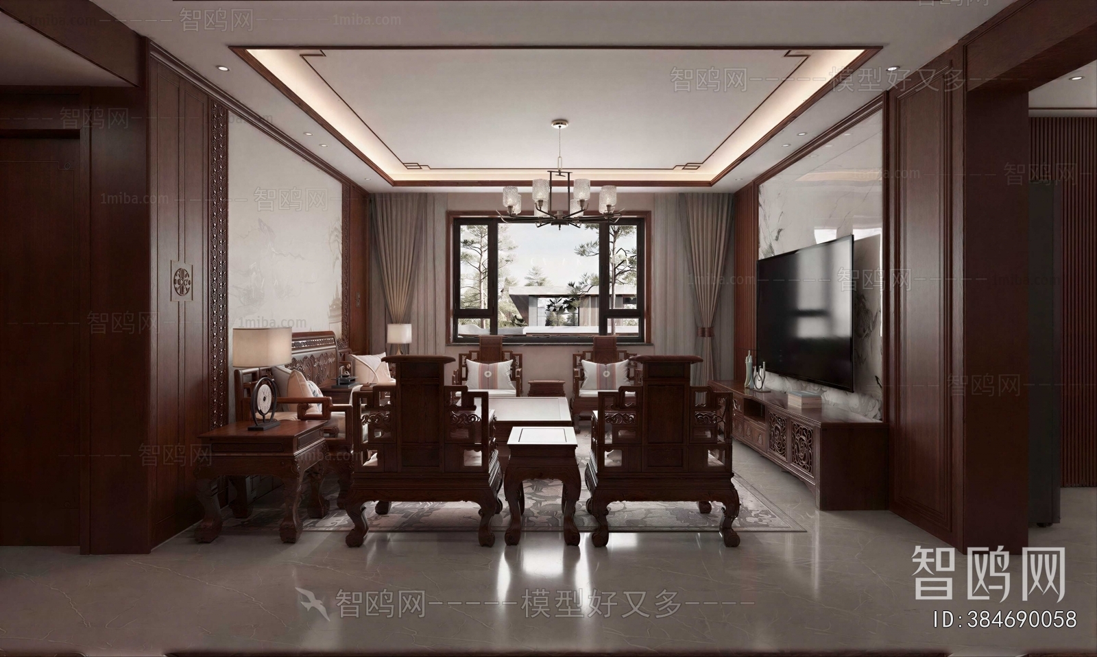 New Chinese Style A Living Room