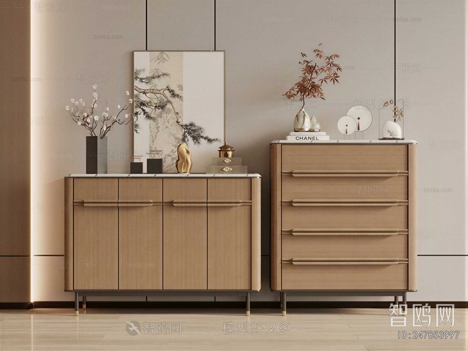 Wabi-sabi Style Side Cabinet