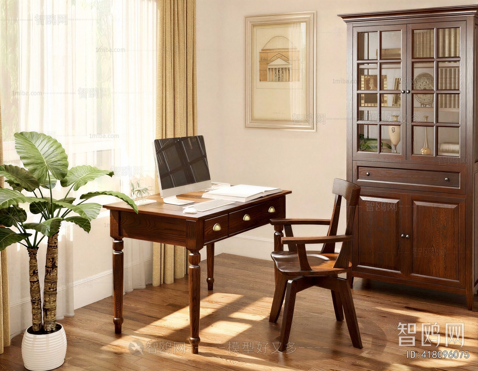 American Style Computer Desk And Chair