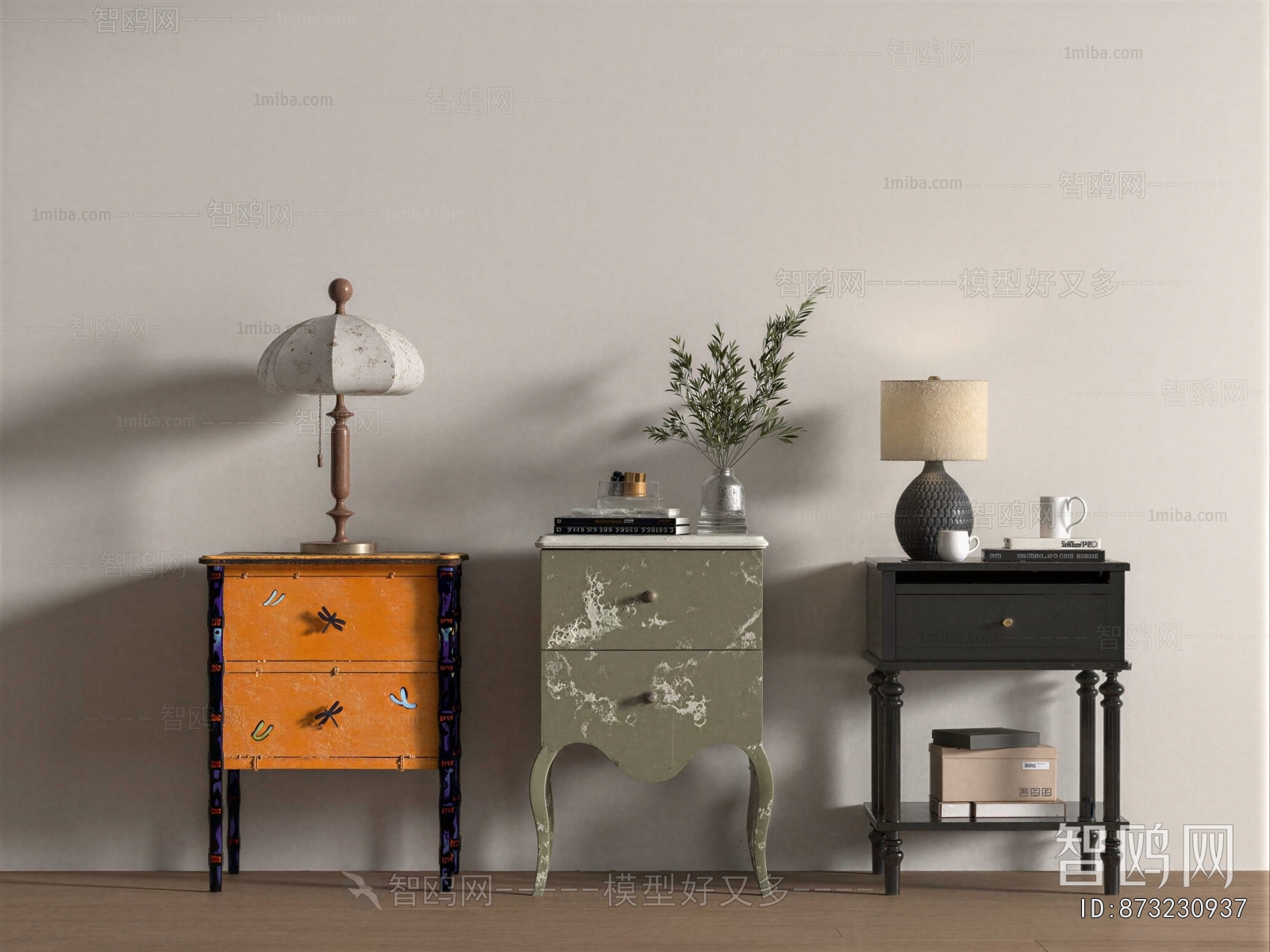 French Style Bedside Cupboard