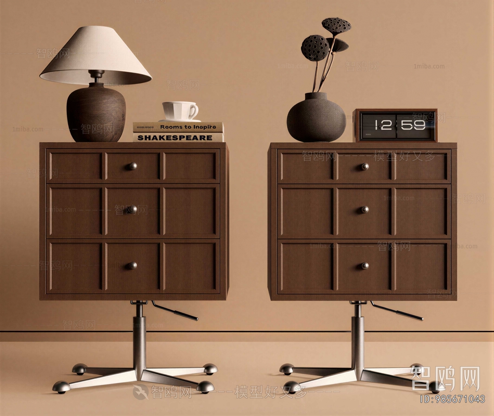 Wabi-sabi Style Bedside Cupboard