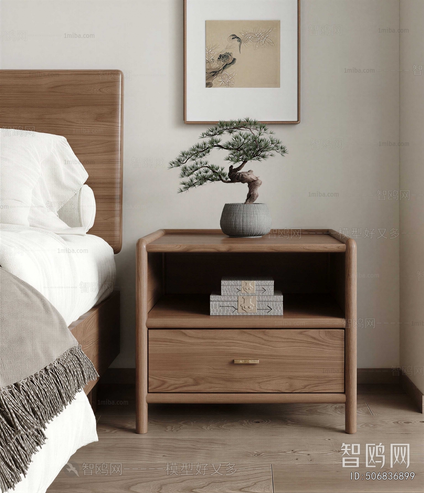 New Chinese Style Bedside Cupboard