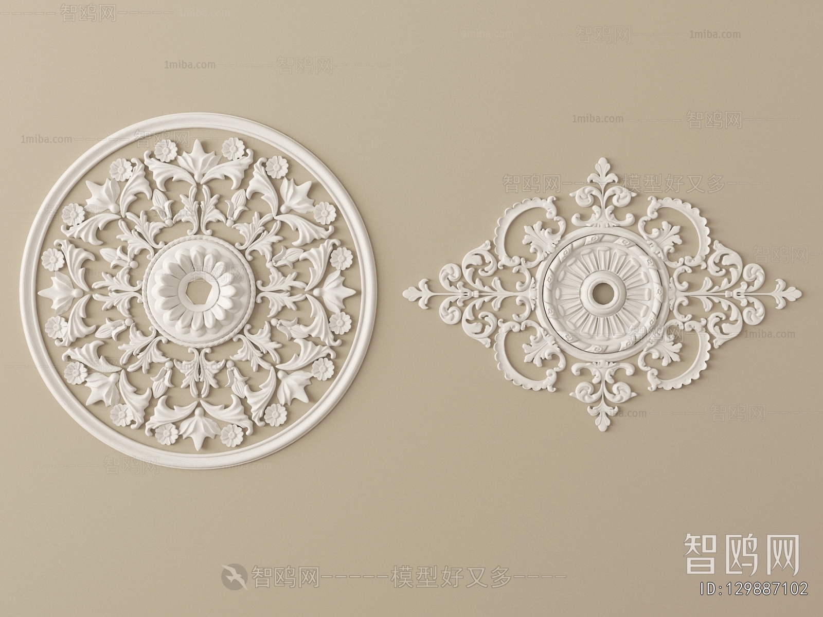 French Style Plaster Carved Top Plate