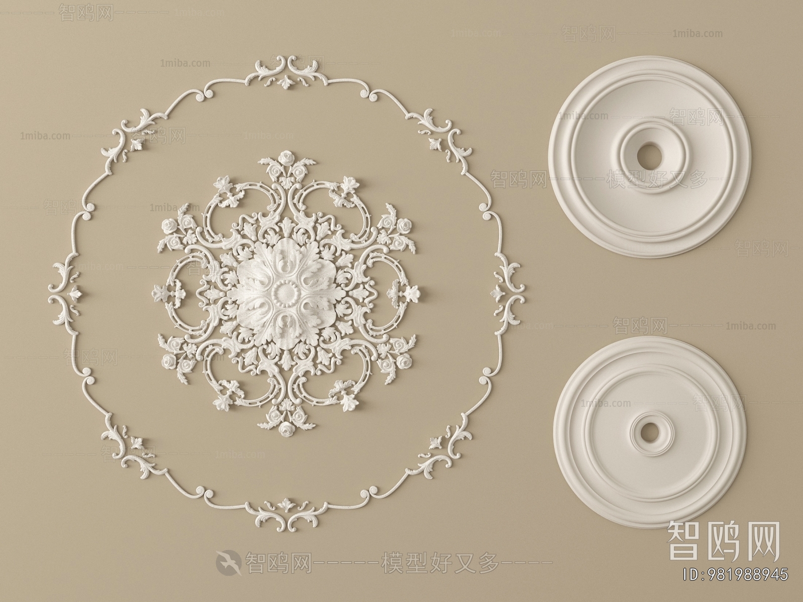 French Style Plaster Carved Top Plate