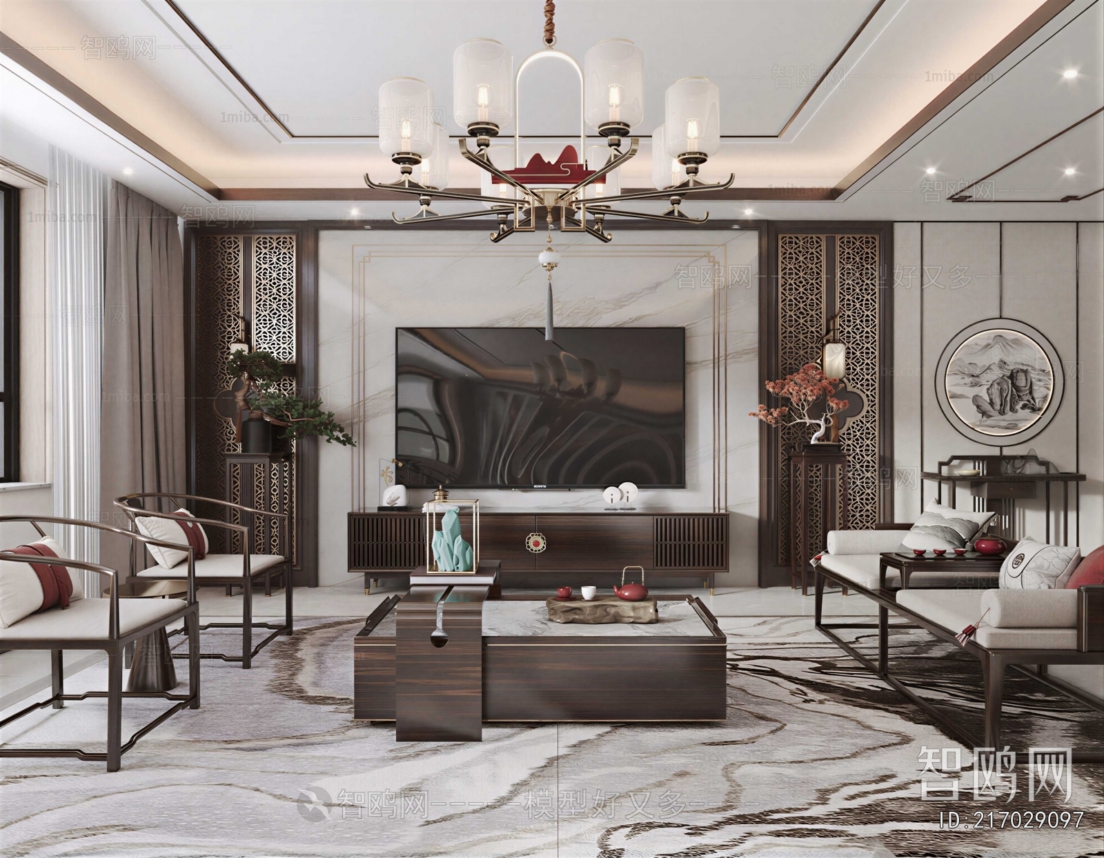 New Chinese Style A Living Room