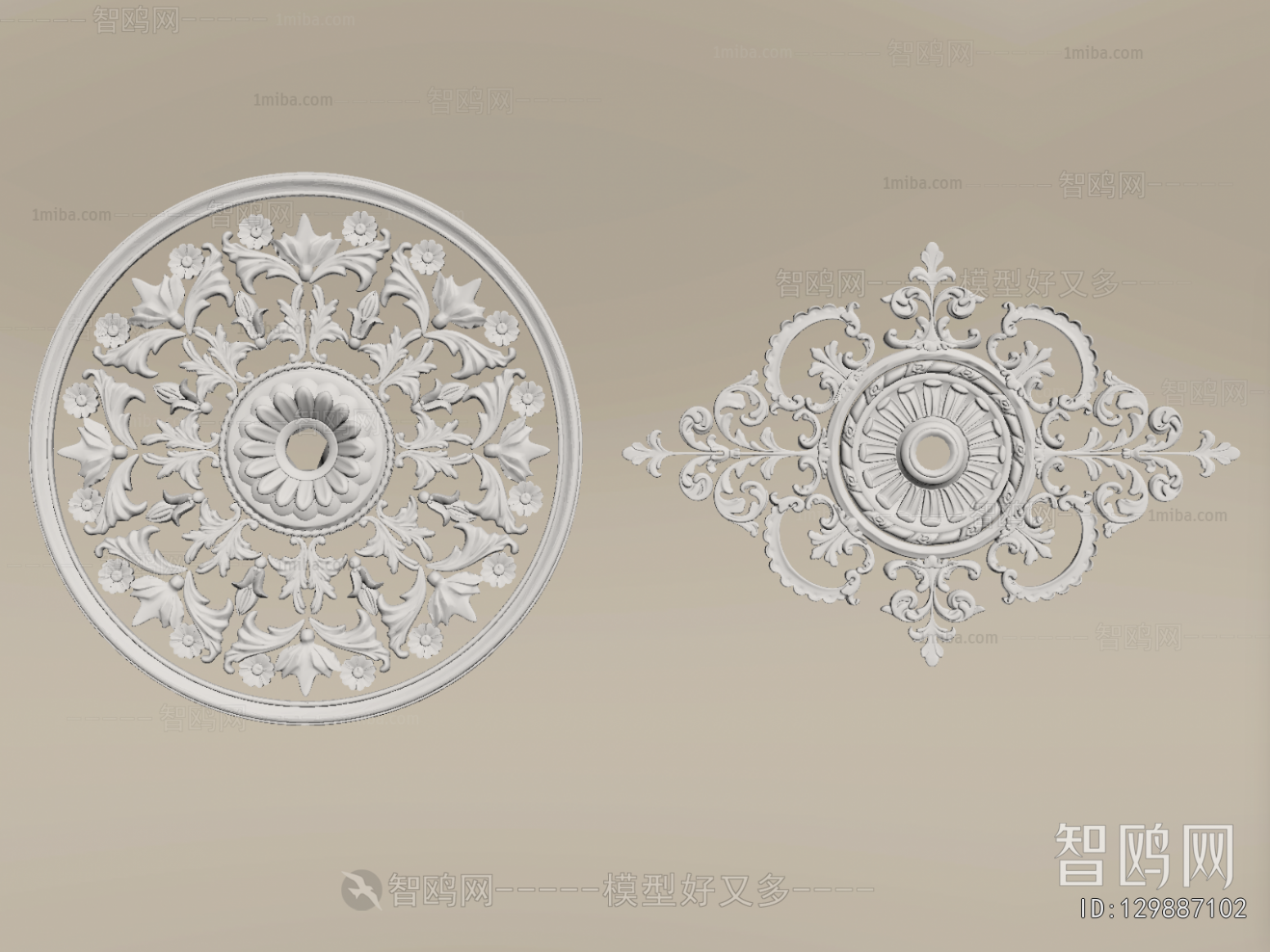 French Style Plaster Carved Top Plate