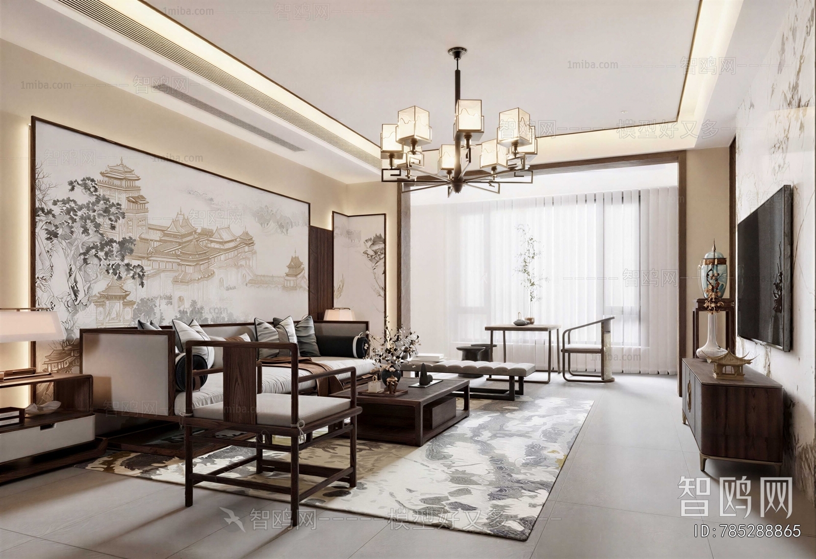 New Chinese Style A Living Room