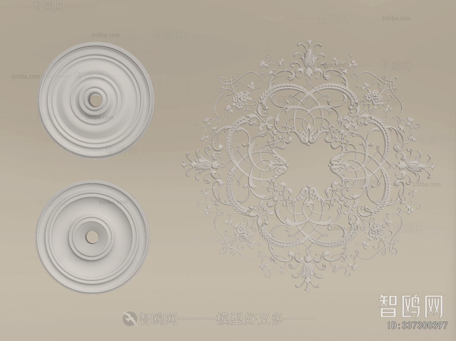 French Style Plaster Carved Top Plate