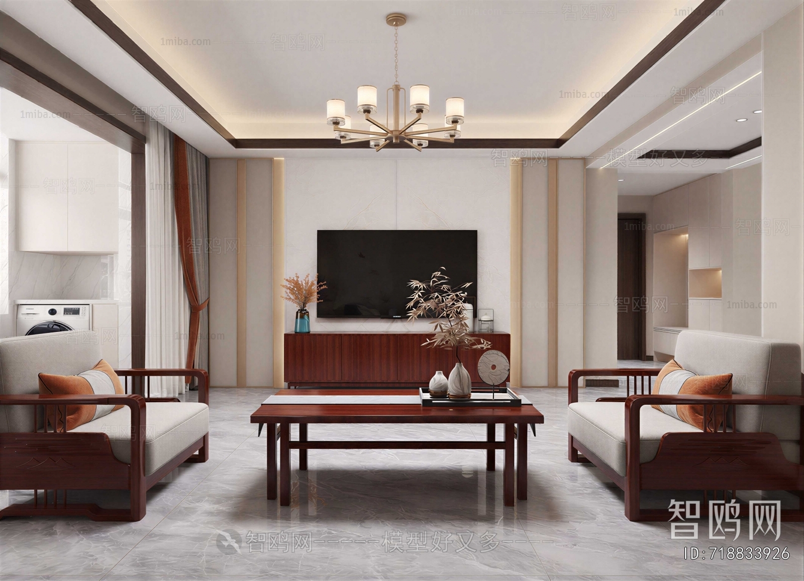 New Chinese Style A Living Room