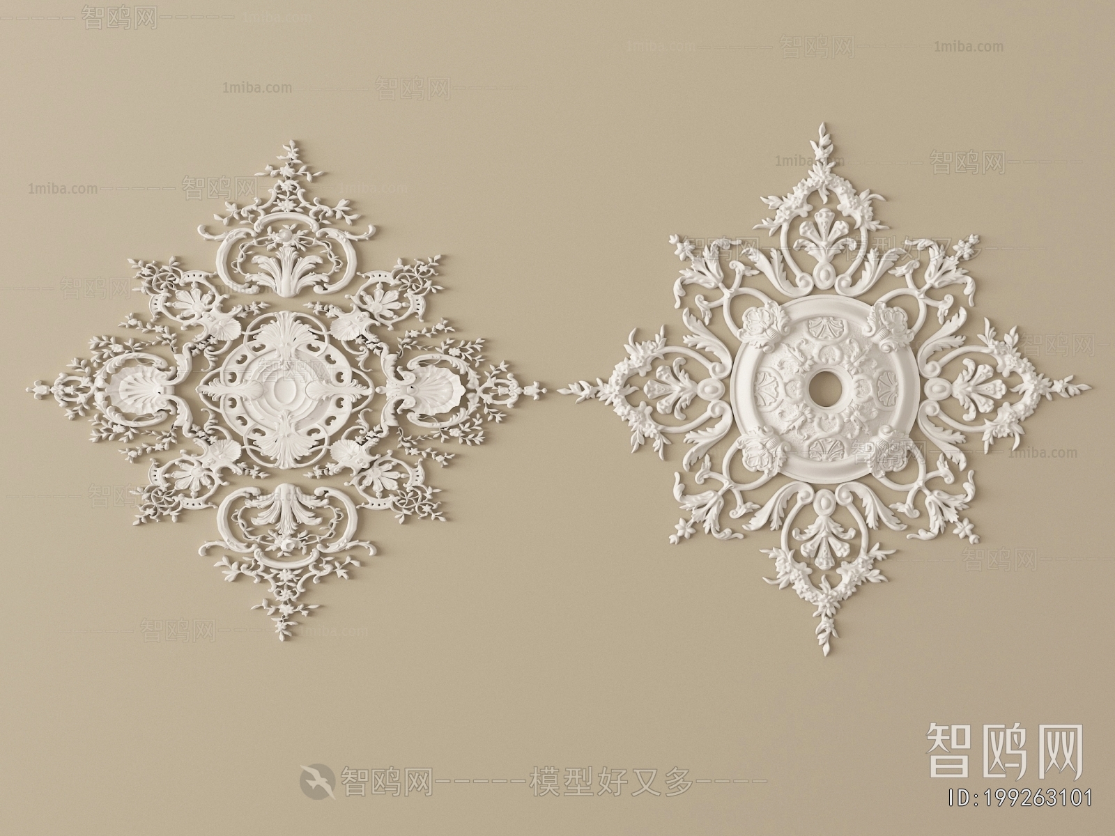 French Style Plaster Carved Top Plate