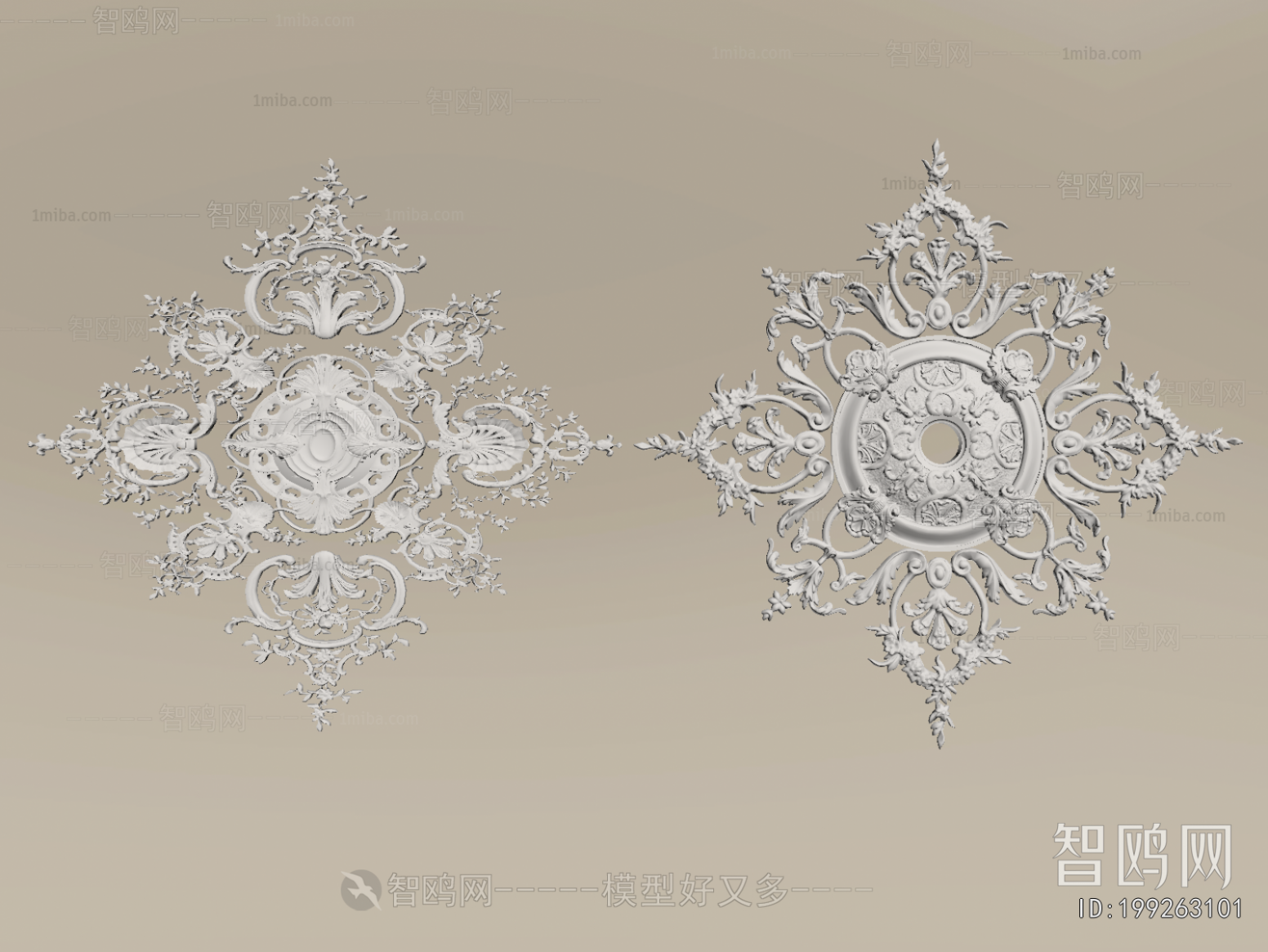 French Style Plaster Carved Top Plate